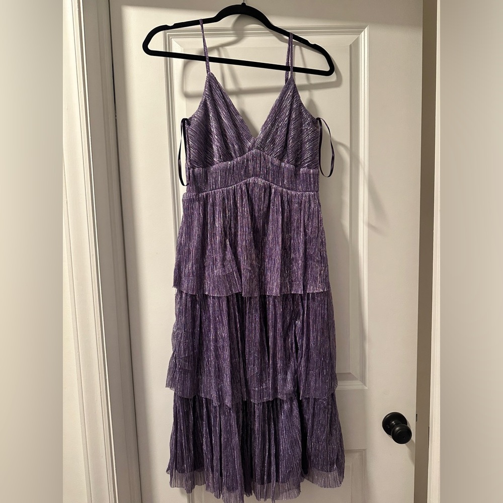 Midi Purple/Silver Ruffle Dress